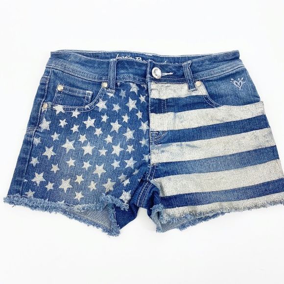 Justice Other - Justice Shimmer Star Print denim festival shorts